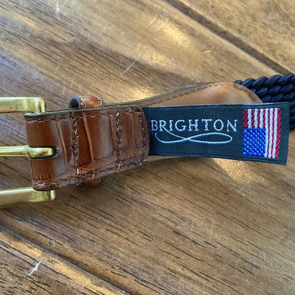 Brighton Elastic Cord with Croc Belt Sz 40 Navy Made in USA